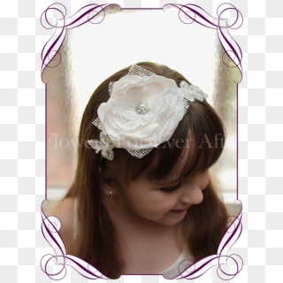 A Sweet Girls Flower And Lace Headband Perfect For - Wedding Groomsmen Boutonniere White Clipart