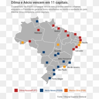 Mesmo Vencendo Em Apenas Dois Estados, A Candidata - Mapa Politico Do Brasil Capitais Clipart