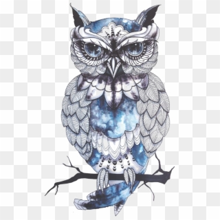 Owl Little Tattoo Flash Idea Cartoon Clipart - Blue Owl Transparent Background - Png Download
