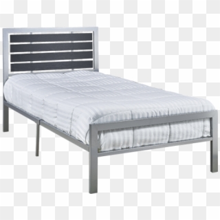 Metal And Wood Bed Grey Dark Brown Twin Size - Bed Frame Clipart