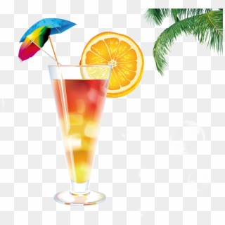 Cocktail Vector Umbrella Drink - Beach Cocktail Glass Png Clipart
