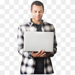 Man Holding Phone Man Holding Laptop - Digitalisation People Clipart