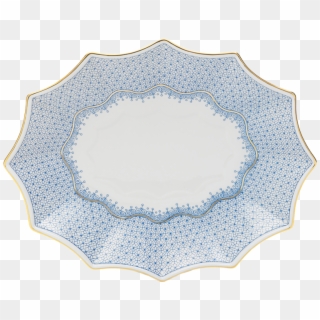 Mottahedeh Cornflower Blue Lace Large Fluted Tray - Porcelain Clipart