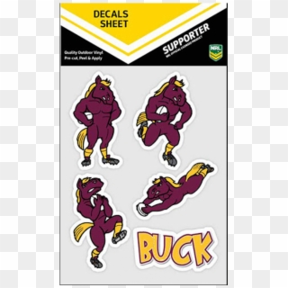 Brisbane Broncos Nrl Uv Mascot Car Decals 5 Stickers - Decal Clipart
