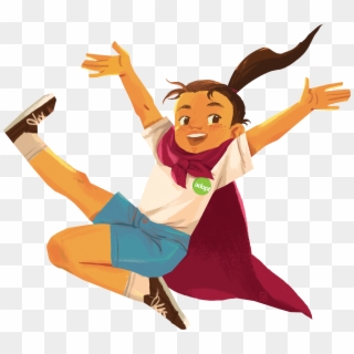 Girl Jumping In Sideways Leg - Cartoon Clipart