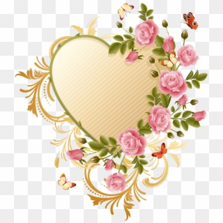 Floral Vector Heart Shape - Beautiful Rose Images Download Clipart