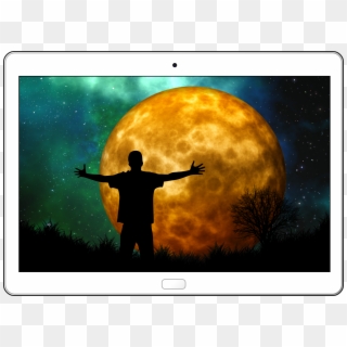 Tablet Moon Man Silhouette Joy 1704847 - Silueta De Una Mujer En La Luna Clipart