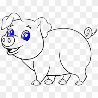 Drawn Pig Cartoon - Drawing Clipart
