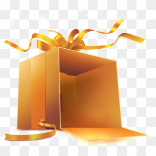 Golden Gift Box Cartoon Transparent - Gold Gift Box Open Clipart