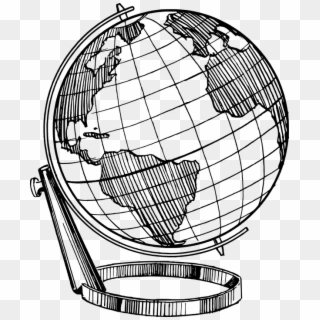 Continent Country Earth Globe Map Model Planet - Globe Black And White Drawing Clipart