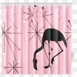 Midcentury Modern Atomic Starburst Flamingo Pink Shower - Retro Flamingo Shower Curtain Clipart