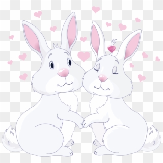 Cute Bunnies In Love Png Clipart Picture - Clip Art Transparent Png