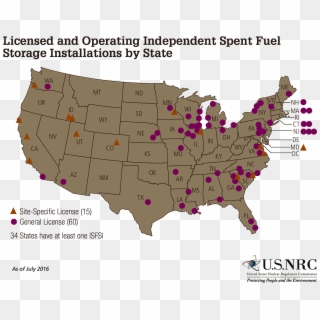 Licensed And Operating Independent Spent Fuel Storage - Epic Pass Map 2018 Clipart