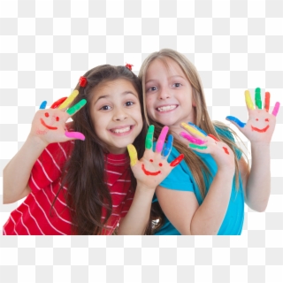 Girls With Paint On Hands - Girl Clipart