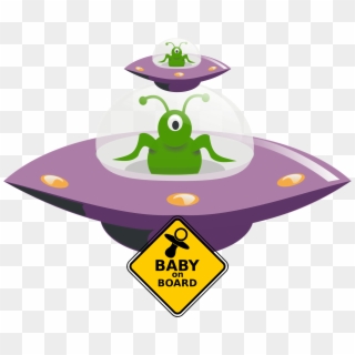 Alien Baby On Board - Cartoon Ufo Transparent Background Clipart