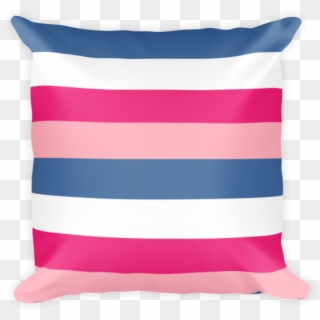 Pink And Blue Stripes Square Pillow - Cushion Clipart