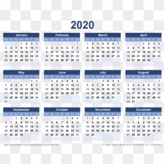 2020 Calendar Free Png Image - 2021 Yearly Calendar Printable Clipart