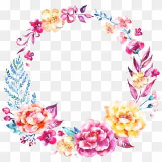 Invitation Logo Flower - Corona De Flores En Acuarela Clipart