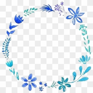 #corona # Flores #rosas - Blue Floral Circle Frame Png Clipart