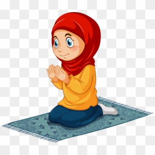 Muslim Girl Praying Cartoon Clipart