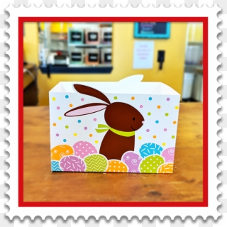 Brown Bunny Gift Basket - Postage Stamp Clipart