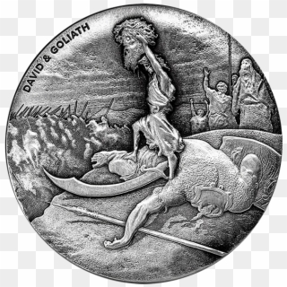 Biblical Coin David & Goliath 2 Oz Bu Silver Coin 2$ - David And Goliath Coin Clipart
