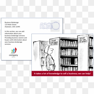Business Broker Postcard Template - School Library Cartoon Clipart