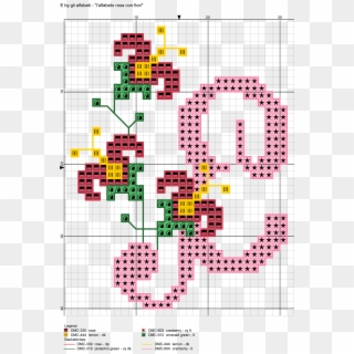 Pink Cursive Monogram W/ Flower Cross Stitch Pattern - Free Cross Stitch W Pattern Clipart