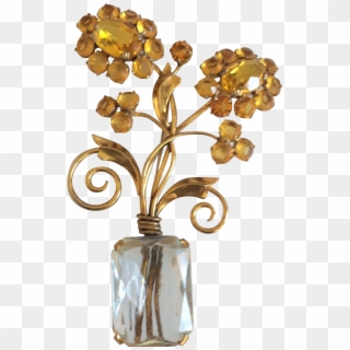 Golden Flower Arrangement Pin - Artificial Flower Clipart