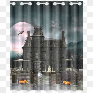 A Creepy Darkness Halloween Haunted House New Window - Curtain Clipart