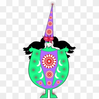 Clown Wearing Large Dress And Long Hat - Clown Clipart