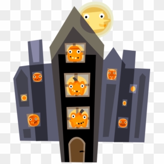 Vector Illustration Of Halloween Haunted House With - Halloween Clipart