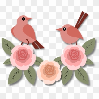 Flores Y Pajaritos Vintage Png - Birds And Flowers Png Clipart