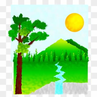 Sun Mountain Water Green Trees Png Image - Nature Clipart Transparent Png