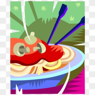 Vector Illustration Of Bowl Of Italian Pasta Spaghetti - Illustration Clipart