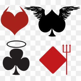 Poker Clipart Card Suit - Spade Diamond Clover Heart - Png Download