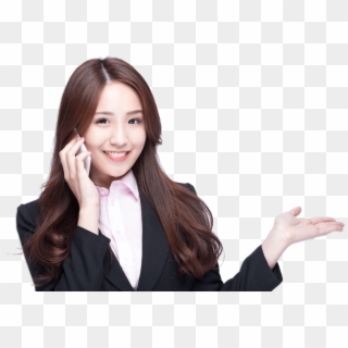 On Phone Pointing Left - Singapore Girl Png Clipart