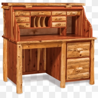 Single Pedestal Roll Top Desk Office Log Furniture - Rolltop Desk Clipart