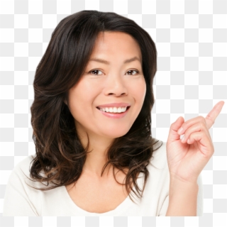 A Nice Lady Pointing At A Button - Asian Woman Smiling Happy Clipart