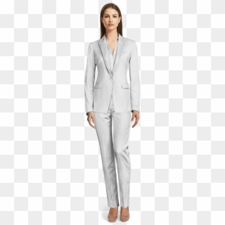 White Wool Pant Suit-view Front - Smoking Da Donna Clipart