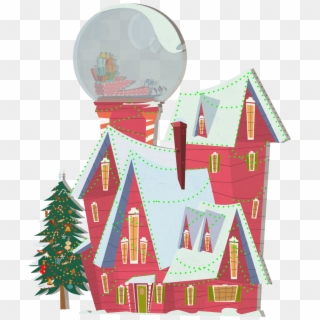Background Exterior Santa House Winter Globe House - Santa House Animated Clipart