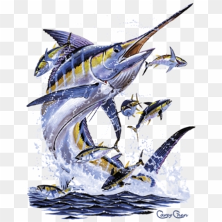 Blue Marlin & Tunas Jumping - Blue Marlin Clipart