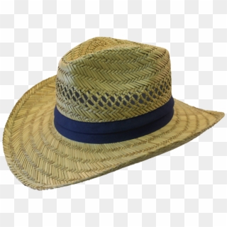 Straw Hat With Navy Band - Cowboy Hat Clipart