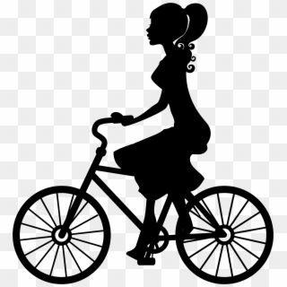 Girl On Bike Silhouette Icons Png Free - Woman On Bike Silhouette Clipart