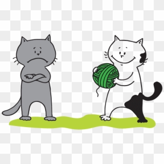A Cat Gives Mina A Yarn - Cartoon Clipart