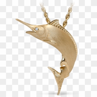 Yellow Gold Marlin Diamond Fish Necklace - Pendant Clipart