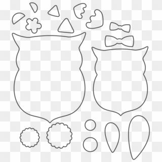 Mama & Baby Owl Die Outline - Drawing Clipart