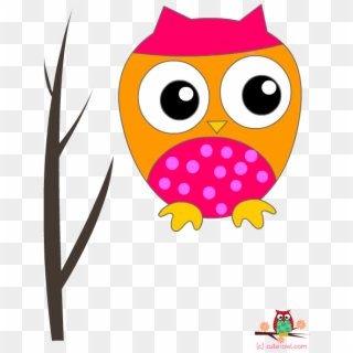Pink Owl On A Branch Wall Sticker - Cute Valentines Day Free Clip Art - Png Download