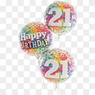 21 Rainbow Confetti Happy Birthday Trio - Balloon Clipart