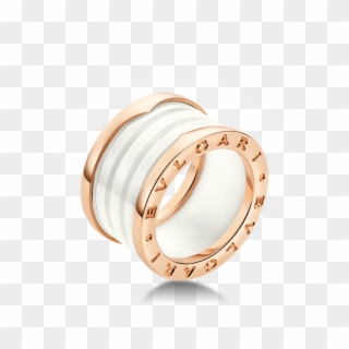 Zero1 4-band 18 Kt Pink Gold Ring With White Ceramic - Bague Bulgari Céramique Blanche Clipart